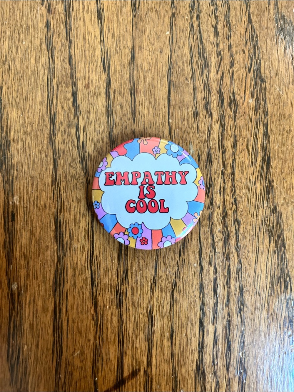 Empathy Is Cool Retro Floral Button Pin - Multicolor New